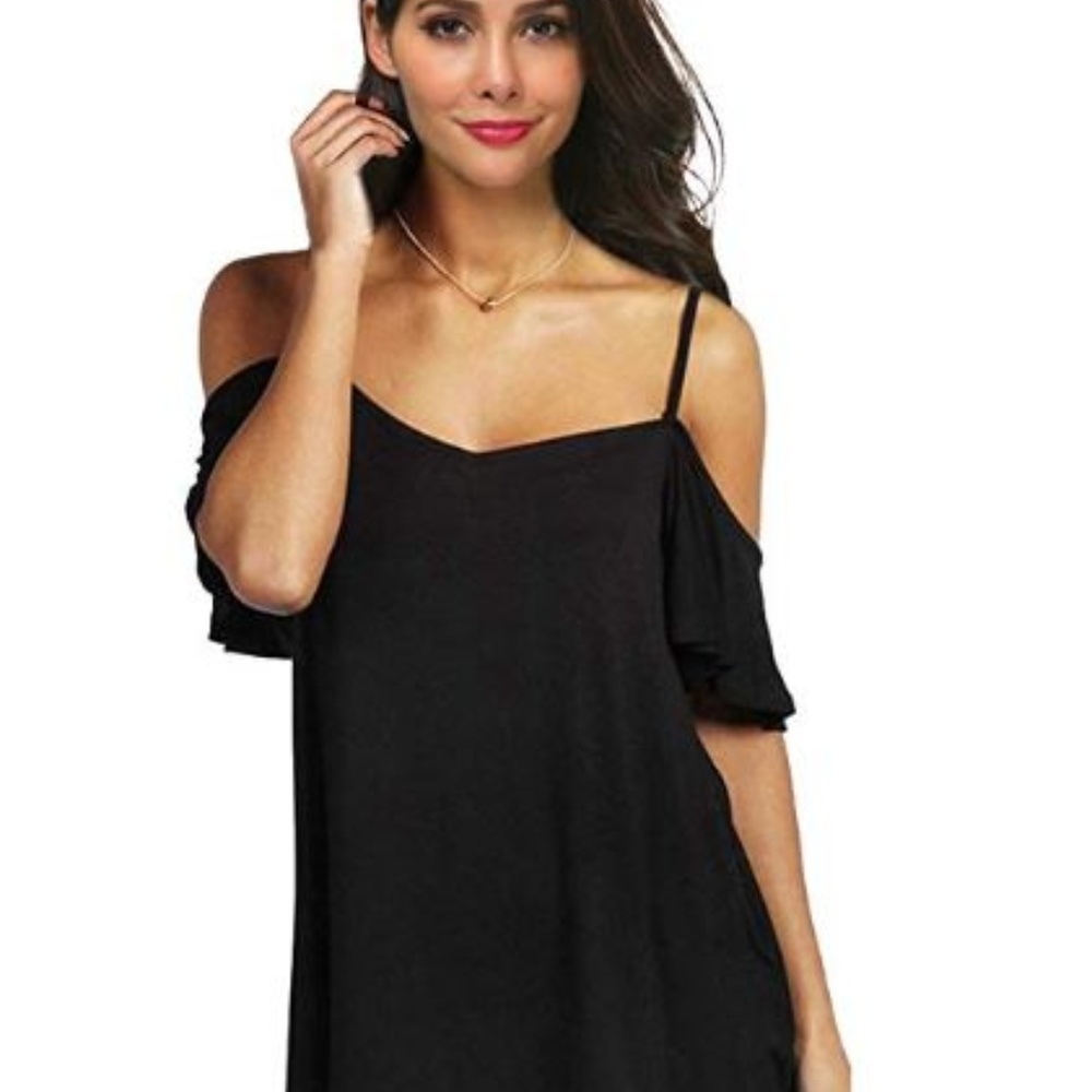 Black Shoulder Cut Out Top